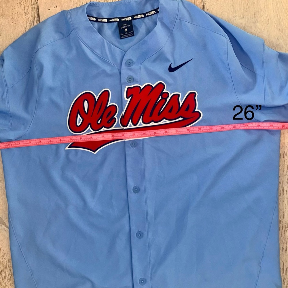 New Ole Miss Baseball Nike Jersey XL light blue & Red - Picture 4 of 11